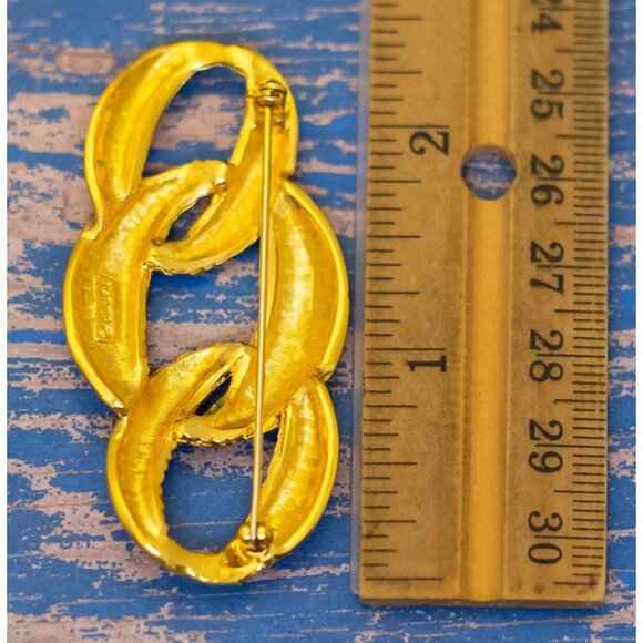 Vintage Gold Tone Curb Links Unique Chain Brooch by Napier - L31 - Picture 2 of 2